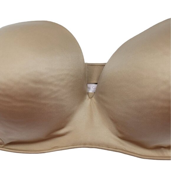 Cacique Seamless Strapless Bra Tan Nude 42F Light Pad Full Coverage Underwire - Picture 2 of 7